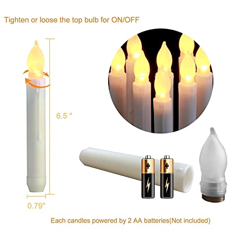 Image of Amagic 24 Pcs Hanging Floating Candles, No Remote & Battery, Flameless Led Taper Candles Flickering, Battery Operated Candlesticks, for Fireplace