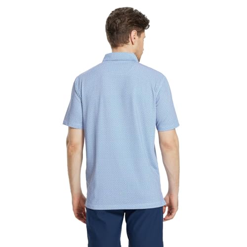Image of M MAELREG Mens Golf Shirt Short Sleeve Dry Fit Print Moisture Wicking Performance Patterns Collared Polo Shirt