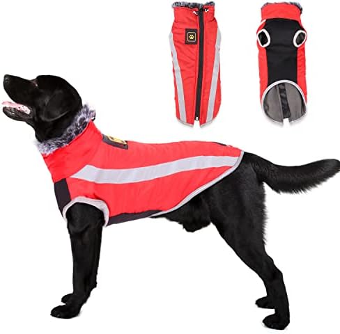 Winter Dog Coat Warm Waterproof Dog Jacket Vest Dog Cold Weather Coats, for Small Medium and Large Dogs Winter Coat Apparel(Red,M)