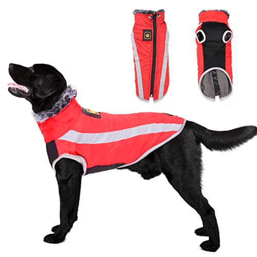 Winter Dog Coat Warm Waterproof Dog Jacket Vest Dog Cold Weather Coats, For Small Medium And Large Dogs Winter Coat Apparel(Red,M) #TOP2