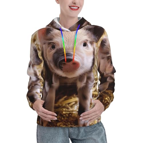 Sweat à capuche cochon EdWal ajusté contre le froid avec grande poche