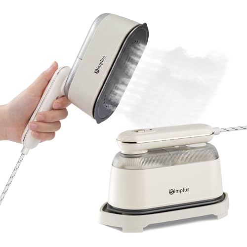 SIMPLUS Défroisseur Vapeur 2 en 1 Portable pour Vêtements, Défroisseur a main, Fer à Repasser de Voyage Léger avec 140 ml Réservoir d'eau, 30s Préchauffement, Idéal Maison & Déplacements