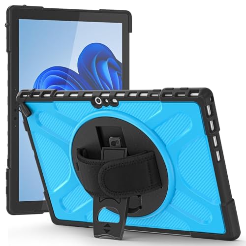 Étui Surface Pro 7/6/5/4 anti-chute avec poignée arrière et support bleu