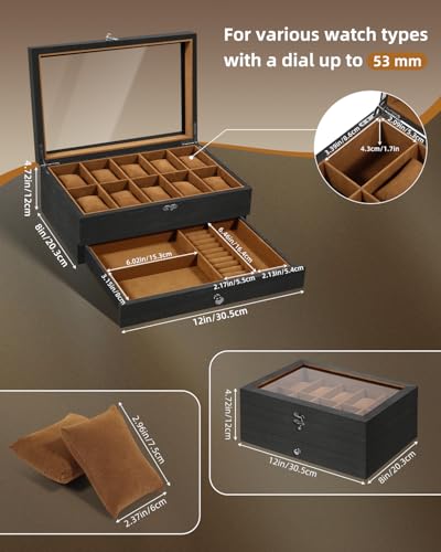 Caja para relojes de madera Uten evita arañazos con forro marrón 4
