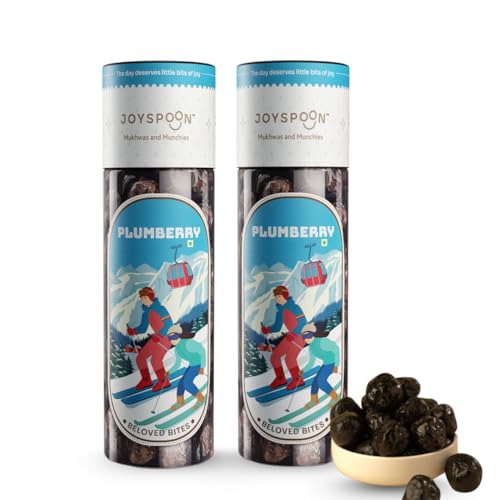 JoySpoon Dried Plum Berry Mukhwas | Sugar Free Mouth Freshener | Supari Free After-Meal Digestive Snack | No Artificial Colours or Preservatives | Traditional Indian Mukhwas | Pack of 2 x 125g