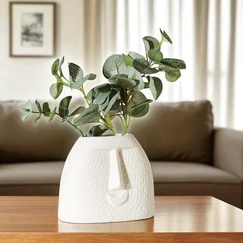 Image of Decorative Glass Vase for Flower Plants | Clear Glass vases for Home Decor | Glass vase for Living Room (face vase)
