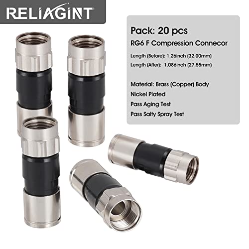 Conector coaxial F tipo macho 20 piezas para RG6 miniatura 4