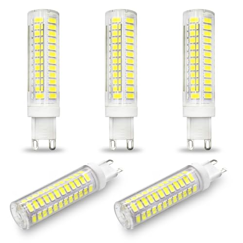 BROLSKUN G9 LED Light Bulbs 8W 220V-240V Cool White 6500K LED 80 Watts G9 Halogen Bulbs Replacement Energy Saving G9 Bi Pin for Chandeliers, Ceiling Light Fittings (Pack of 5)