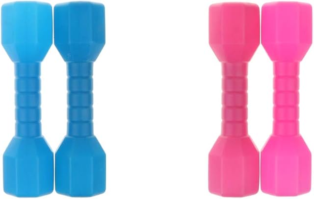 CUTICATE 4 Pieces Dumbbells Hand Weights Dumbbell for Strength Training,Dumbbell Toy Set Exercise Equipment for Kids Children's Day Gift Birthday Present - Blue/Pink