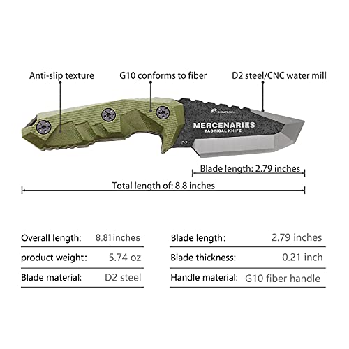 Small Fixed Blade Knife with sheath-mini mercenary camping knife, designed for camping, survival, hunting, jungle exploration, gift collection(6.85 Inches)