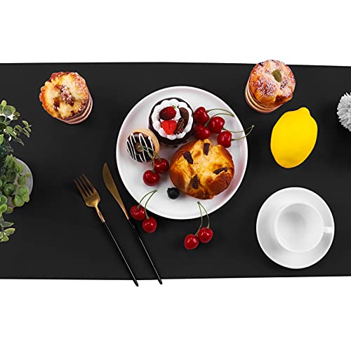 Ruisita Linen Table Runner Natural Fabric Modern Cotton Table Runners Pure Color Long Machine Washable Table Flag For Christmas Party Festival Decor (Black) #TOP4