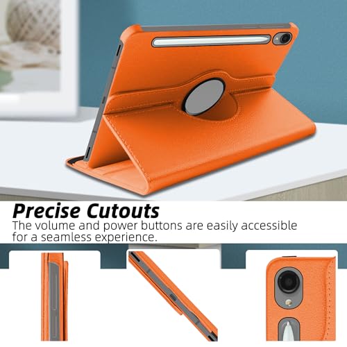 Image of TGK 360 Rotatable Flip Cover for Samsung Galaxy Tab S11 Case 11 inch 2025, Galaxy Tab S10 Lite / S10 FE / S9 FE 10.9 inch / S9 11 Inch 2023 (Orange)