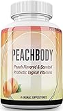 Natural Vegan Peach Flavored Probiotic Vaginal Suppositories - Support Yeast Infection, UTI, Bacterial Vaginosis & Candida Prevention - PH Balance - Expert Science Extra Strength - PEACHBODY