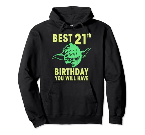 Sweat Star Wars Yoda Best pour 21 ans, hoodie à capuche noir imprimé style stencil