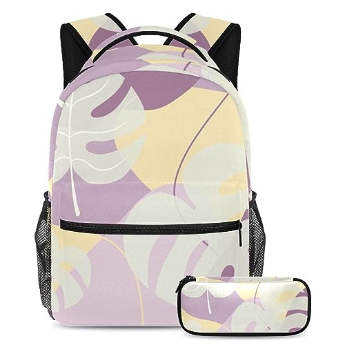 Sac à dos Monstera multicolore grand format 40cm avec trousse à crayons pour ados