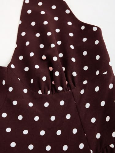Image of Aahwan Polka Dots Halter Long Dress Backless A Line Flared Vintage Party Club Dresses for Women's & Girl's