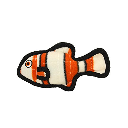 TUFFY - World's Tuffest Soft Dog Toy - Ocean Junior Fish Orange- Squeakers - Multiple Layers. Made Durable, Strong & Tough. Interactive Play (Tug, Toss & Fetch).Machine Washable & Floats