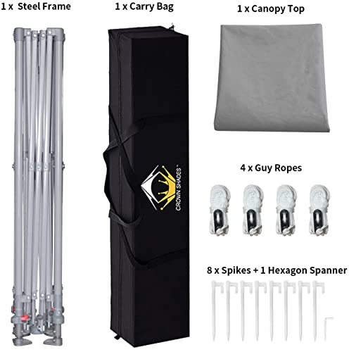 Crown Shades Canopy Tent 10X10 One Push Pop Up Canopy Easy Up Canopy Bonus Carry Bag, 8 Stakes, 4 Ropes, Grey #TOP4