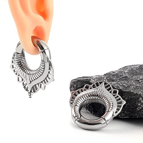 Earblity 6Mm (2G) Silver Floral Ear Hangers Weights 2G For Stretching Ear Lobe 316 Stainless Steel Ear Gauges Dangle Piercing Tunnels Women Body Jewelry 2Pcs #TOP4