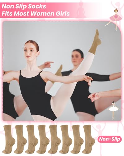 Image of Twistover 4 Pairs Dance Non Slip Socks for Dancer Women Girls Ballet Dancing Socks with Spin Spot Compression Ankle Stockings
