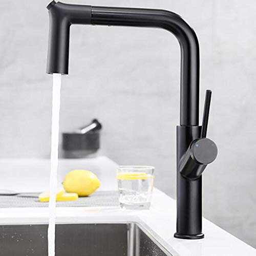 Mitigeur de cuisine en laiton noir mat au design télescopique moderne