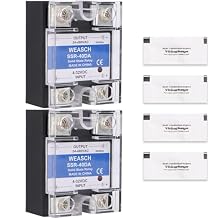 2Pcs Single Phase Solid State Relay, SSR-40DA, DC to AC, Input 4-32VDC to Output 24-480VAC, 40A 50-60Hz 2