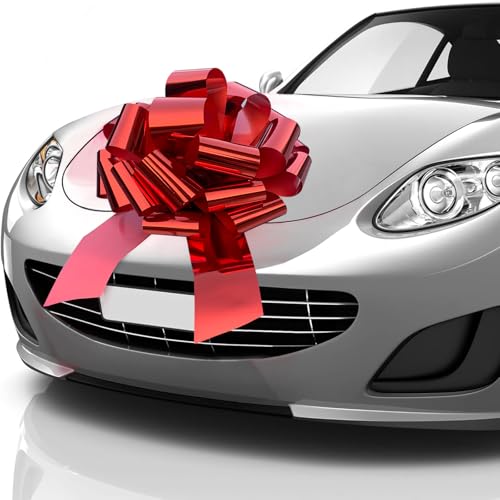Big Car Bow - 18 Inch Giant Red Bow for Cars, Presents, Bikes, Christmas, Birthdays, Wedding, Party and Any Occasion.(1 Pack)
