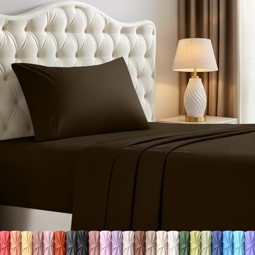 Image of Utopia Bedding Twin Bed Sheets Set - 3 Piece Bedding - Brushed Microfiber - Shrinkage and Fade Resistant - Easy Care (Twin, Brown)