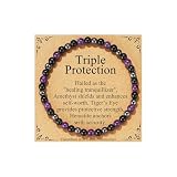 Smilya Amethyst Black Tourmaline Hematite Crystal Bracelet for Women Protection Healing Crystal Bracelet Anxiety Beaded Bracelets Women Crystal Gifts