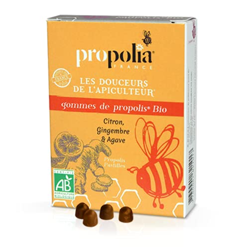 PROPOLIA - Bio - Gommes de Propolis / Gingembre / Citron - Apaise la gorge et rafraîchit l'haleine - Complément alimentaire - Fabriquées en France - 45 g Cover