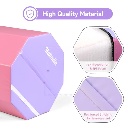 Matladin Gymnastics Octagon Tumbler Skill Shape Trainer, Exercise Gymnastic Equipment Backbend, Handsprings Tumbling Mat for Gym Exercise Cheerleading Martial Arts Home Use (Petal Pink, Purple)