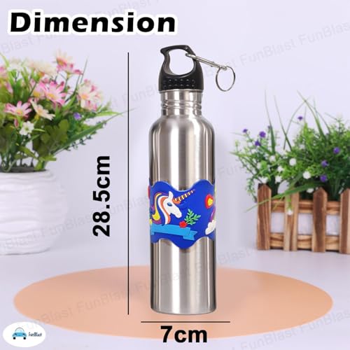 Image of FunBlast Stainless Steel Water Bottles for Kids - Leak Proof Water Bottle, School Water Bottle for Boys, Traveling Water Bottle, Unicorn Waters Bottle for Kids & Adult - 1000 ML
