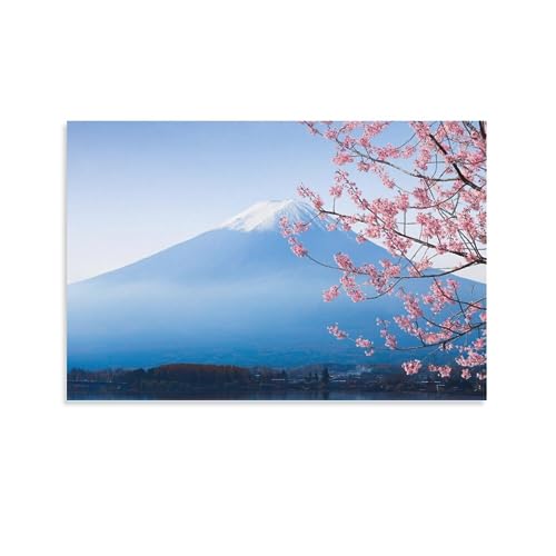 絵画 富士山を背景に咲く桜インテリア 絵画 日本の写真撮影スタイルアートパネル 壁の絵 ポスター 壁掛け ソファの背景絵画 玄関 壁飾り 絵画 額無し 60x90cm