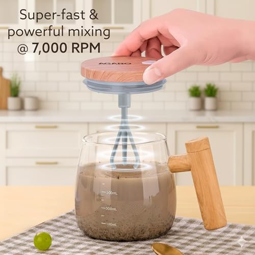 Image of AGARO Self-Stirring Coffee Mug 400ml - Electric Automatic Mixing Cup with Lid, Borosilicate, Rechargeable Operated Blender for Coffee-Milk-Protein Shakes, Portable Mug for Home, Office & Travel