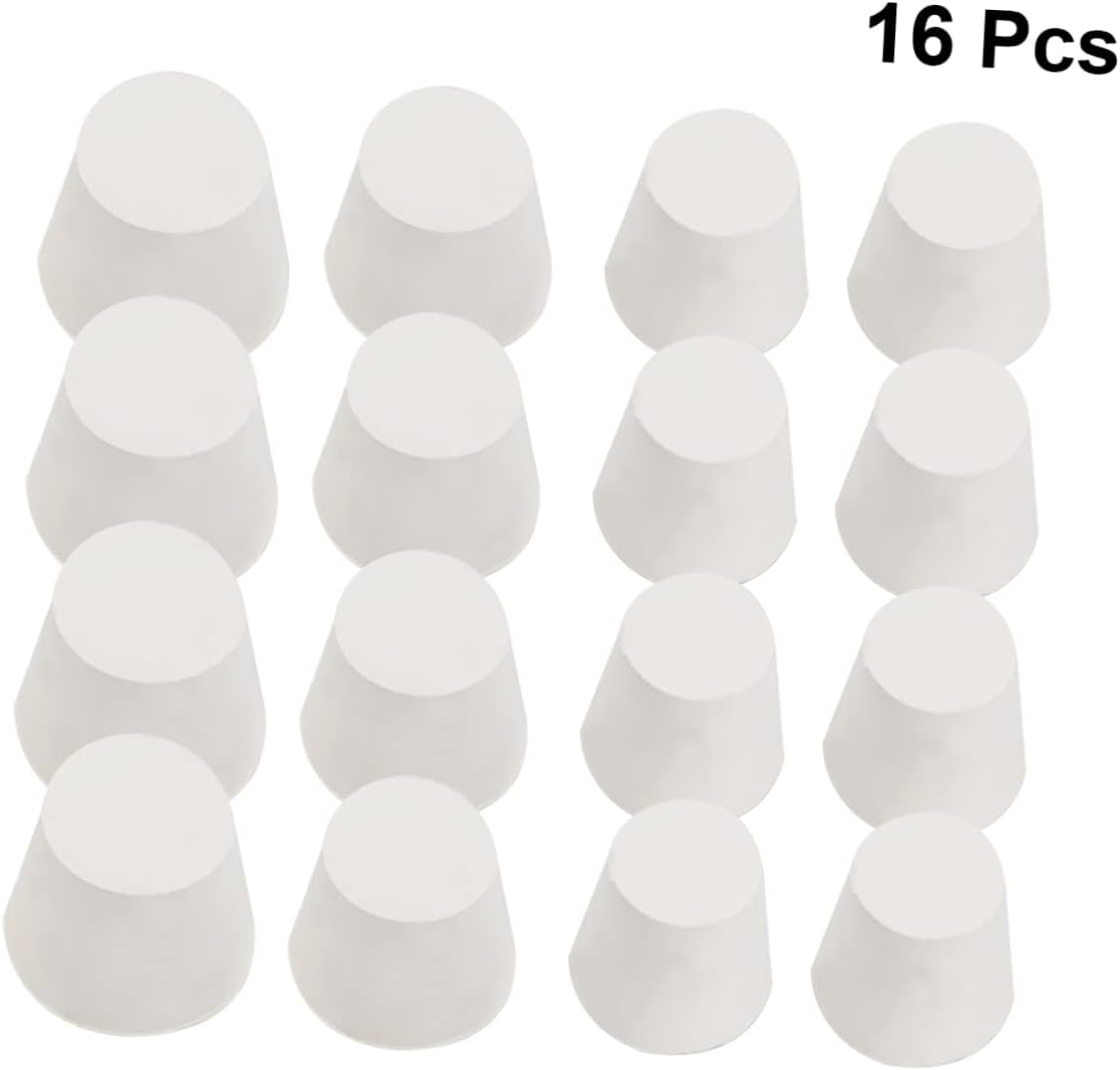 16Pcs Solid White Rubber Plug Stoppers Tube Sealing Plugs for Industrial Lab and Home Use Random Included