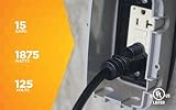 Woods 2451 14/3 SJTOW Agricultural Extension Cord with 3-Outlet Power Block, Black by Woods