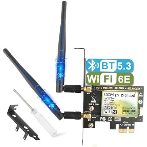 WiFi 6 PCIe WiFi Card for Desktop PC Gaming AX5400 (Intel AX210), Bluetooth 5.3, WPA3, 802.11ax Tri Band Wireless Adapter with MU-MIMO, Ultra-Low Latency, Supports Windows 11, 10 (64bit) Only Cover