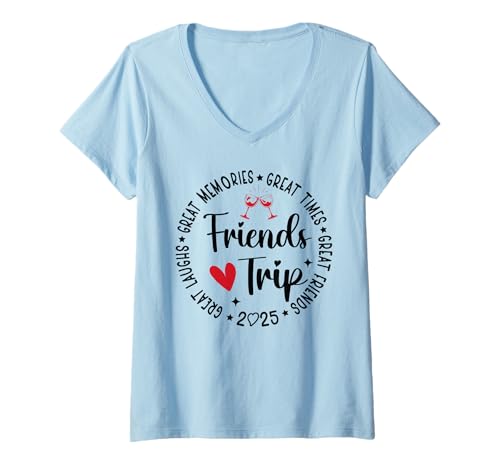 Mujer Friends Trip Vacation 2025 Friends Matching Group Camiseta Cuello V