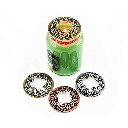 Jieqijiaju Jar Candles Toppers, Antique Candle Topper Cover Metal Candle Top Lid Accessories Shades Sleeves For Jar Candles Decor, 2.8" Diameter #TOP6