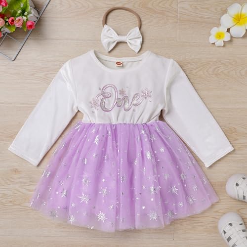 Baby Girls Winter Snowflake 1st Birthday Outfit Velvet Princess Dress + Headband Christmas Cake Smash Photo Shoot2