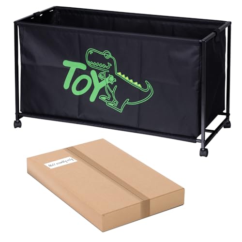 MISSLO Large Toy Box with Wheels Big Toy Chest for Kids Organizer Toy Storage Bin, 124L, Black
