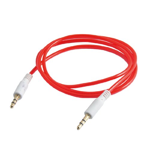 Cable de audio jack 3.5mm macho a macho 3.3 pies rojo miniatura 1