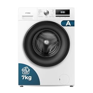 Hyundai Lavadora 7 kg Carga Frontal, Blanco, HLF712IADW01. 1200 rpm, Motor Inverter, 15 Programas, Eco-Logic System, Tambor Waterdrop, Clase de Eficiencia Energética A