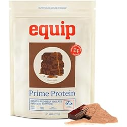 Equip Foods Prime Protein Powder | Clean Grass Fed Beef Protein Powder | Keto Friendly Carnivore Protein Isolate | Gluten & Dairy Free | Helps Build & Repair Tissue | 30 Servings, Chocolate (No Sugar)