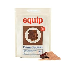 Equip Foods Prime Protein Powder | Clean Grass Fed Beef Protein Powder | Keto Friendly Carnivore Protein Isolate | Gluten & Dairy Free | Helps Build & Repair Tissue | 30 Servings, Chocolate (No Sugar)