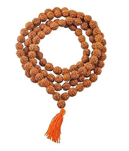 FIRMUS 5 Mukhi Rudraksha Mala for Jaap and Men/Women Wearing (8 mm, Large Bead Size, 108+1 Beads, Lab Certified) - Natural Brown Rudraksha Beads - Pack of 1 (5.5 MM)-picture-3