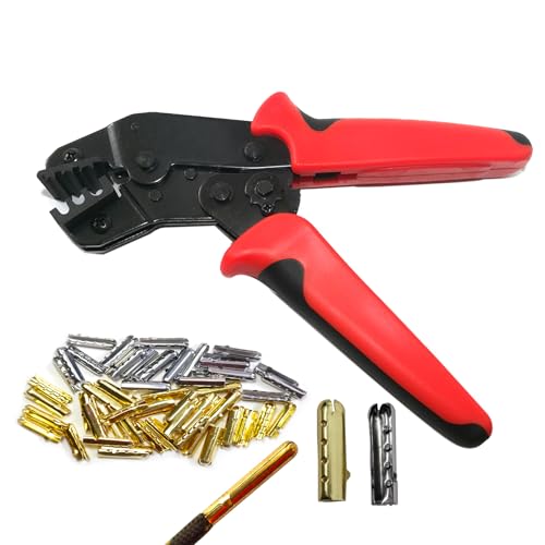 Gammsek Shoelace Aglets Crimping Tool, 160pcs Metal Shoelaces Tips End Caps, Crimpe Tools for Attach Metal Sheath Aglets to the End of Laces Hoodie Shoelaces Tips DIY Installation 3, 4, 4.5 mm, Red,