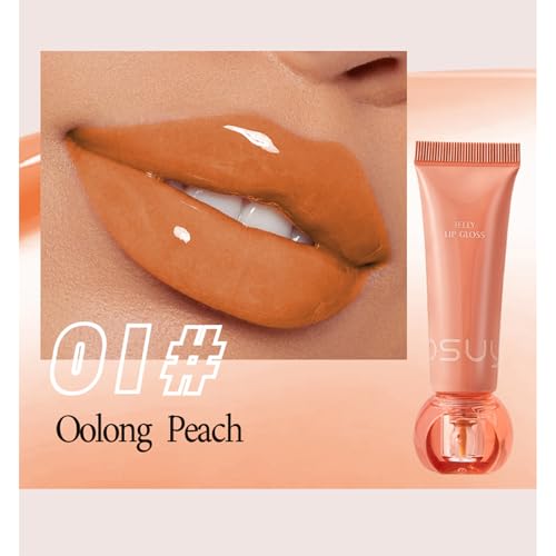 ADMD Jelly Lip Gloss Hydrating Lip Gloss, Buildable Shine, Peachy Glaze, Lightweight & Non-Sticky Formula, Long-Lasting(01# Oolong Peach) — view 2