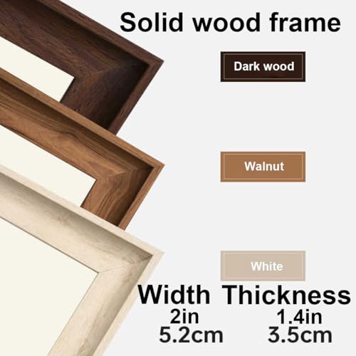 Solid Wood Frame Smart Bathroom Mirror, LED Bathroom Vanity Mirrors with 3-Color Lights, Anti-Fog,shatterproof，for Bathroom, Entryway, Bedroom, Vanitys(Walnut,70 * 90cm(28 * 35in)) — view 2
