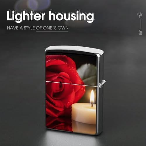 Étui à briquet Candlev rose rouge avec coque métal durable - 5